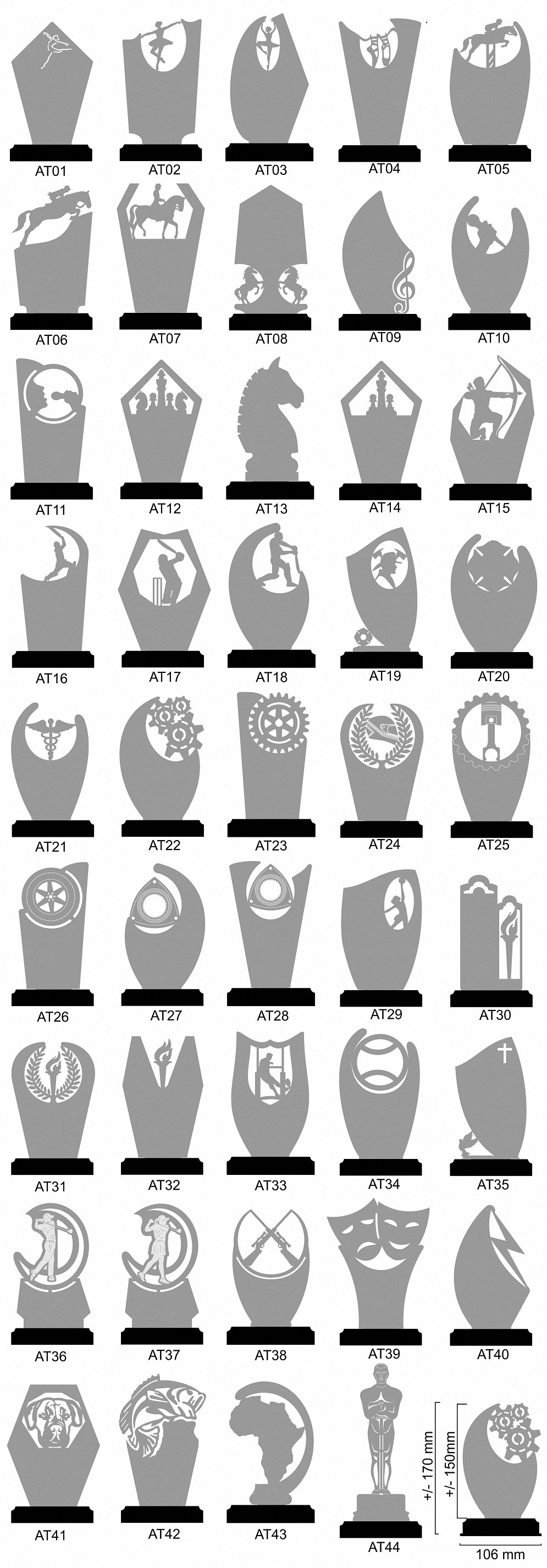 Selection of activity trophies