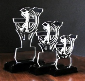 a set of three trophies for 1st 2nd and 3rd place